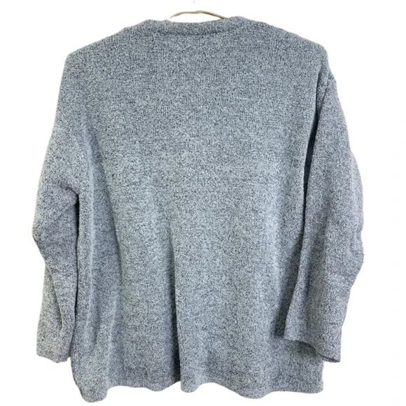 Pure J Jill One Button Oversized Boxy Cardigan Blue/gray Soft Fuzzy Fleece XL - Picture 2 of 8